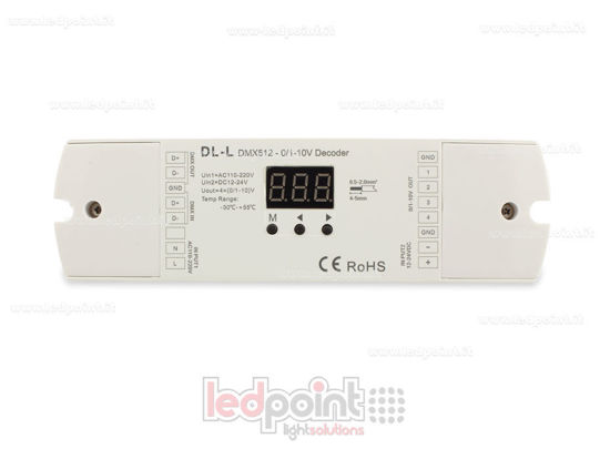 Immagine di 0/1-10V DMX 512 decoder, 4 canali da 20mA l'uno, tensione 12-24 DC