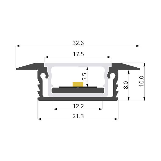 Immagine di Profilo in alluminio da incasso 32x10mm waterproof, 3 metri