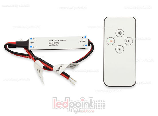 Immagine di Ricevitore dimmer mini IR monocromatico con telecomando12/24V, 1ch 4A/CH