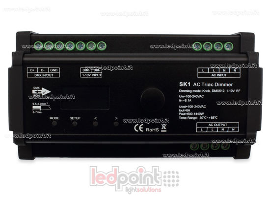 Bild von AC Triac DMX512 Dimmer, 1 Kanal 6A, für DIN-Schiene