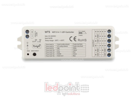 Bild von Wi-Fi und RF 2.4G, RGB+CCT, RGBW, RGB, CCT und Einzelfarbsteuerung