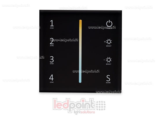 Ledpoint S.r.l. | CCT black 4 zones wall RF2.4G remote control with battery