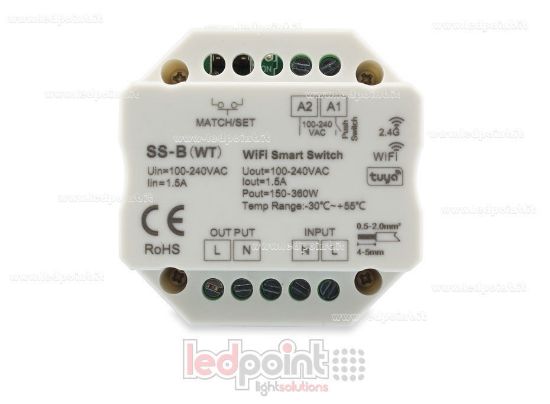 Bild von Einfarbig 100–240 VAC ein/aus, nicht dimmbar, 1,5 A, push switch WLAN, RF 2,4G Controller für Wandsteckdose