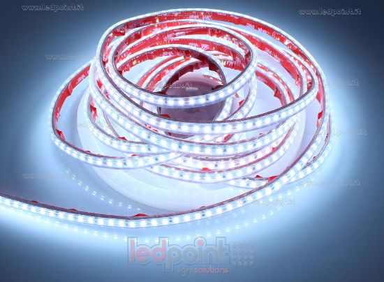 Immagine di Striscia led 5m bianco freddo 6000K 3step 2835 140led/m 24V 11W/m, PCB 6mm, IP65 tubo di silicone estruso bordi pieni interno vuoto