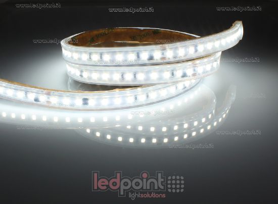 Immagine di Striscia led 25m led bianco 4000K 2835 130led/m 230V 17W/m, IP65 tubo di silicone estruso bordi pieni interno vuoto