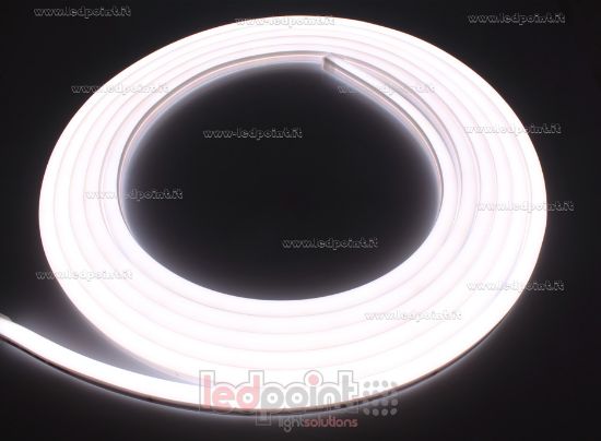 Picture of Led Neon Flex in polyurethane 10mm side view white 4000K 2835 CRI Ra>90 24V 9,6W 160led/m IP67 5m