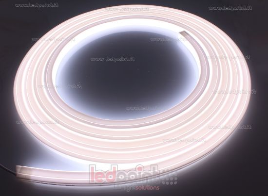 Picture of Led Neon Flex in polyurethane 16x15mm top view white 4000K 2835 CRI Ra>90 24V 13,3W 160led/m IP67 5m