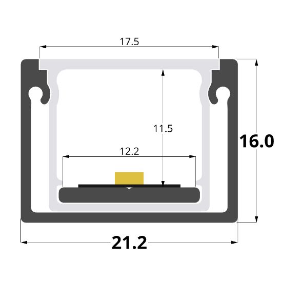 Bild von Wasserdichtes 21x16mm Aluminiumprofil, 3 Meter