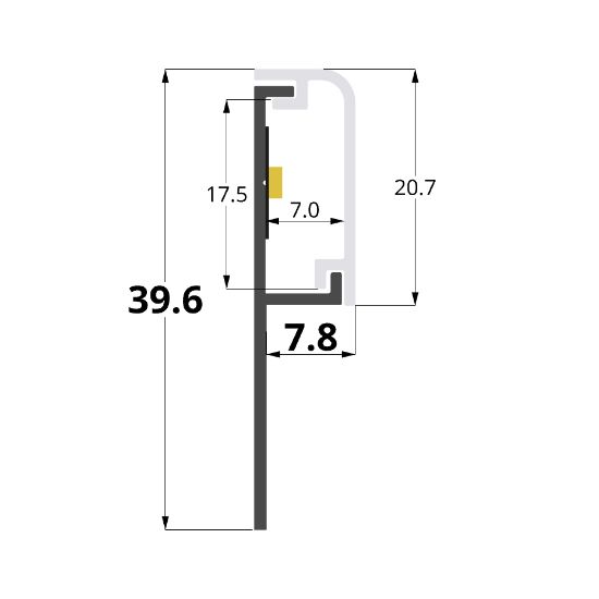 Immagine di Profilo in alluminio verniciato bianco per rivestimento in ceramica 8mm, 3 metri