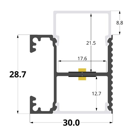 Immagine di Profilo in alluminio da parete 30x29mm, 99,5cm