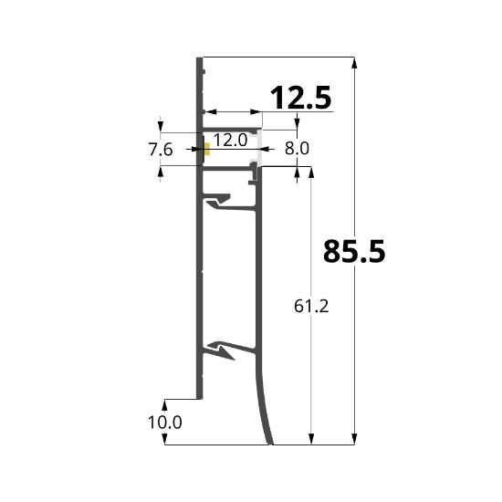 Picture of Aluminium profile for baseboard 75x13mm, 2 meters