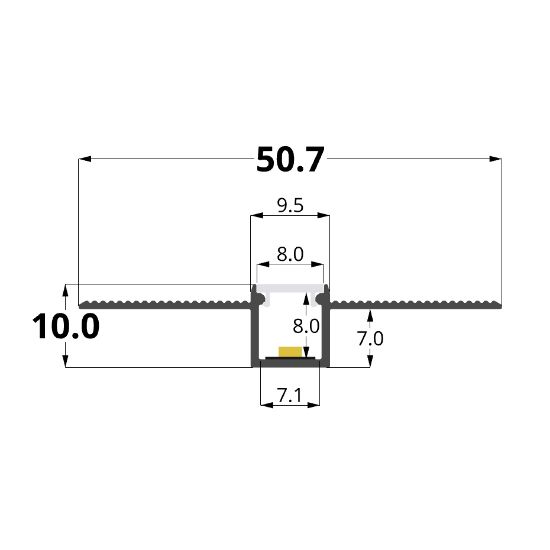 Immagine di Profilo in alluminio per cartongesso verniciato bianco 50x10mm, 3 metri