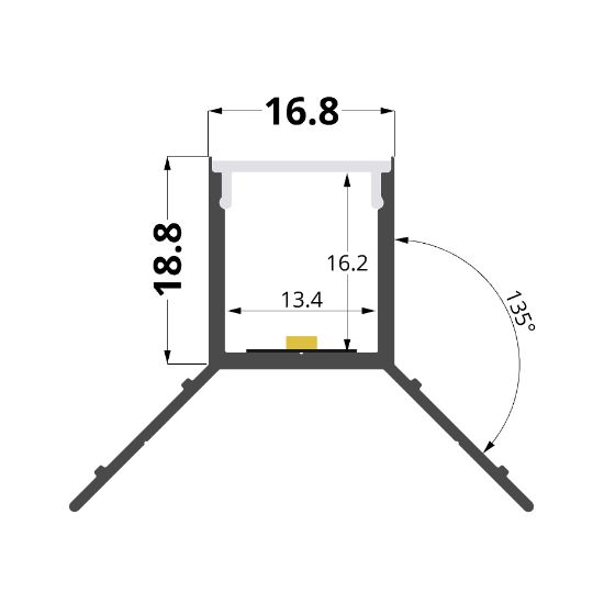 Immagine di Profilo in alluminio per cartongesso 42x32mm, 3 metri