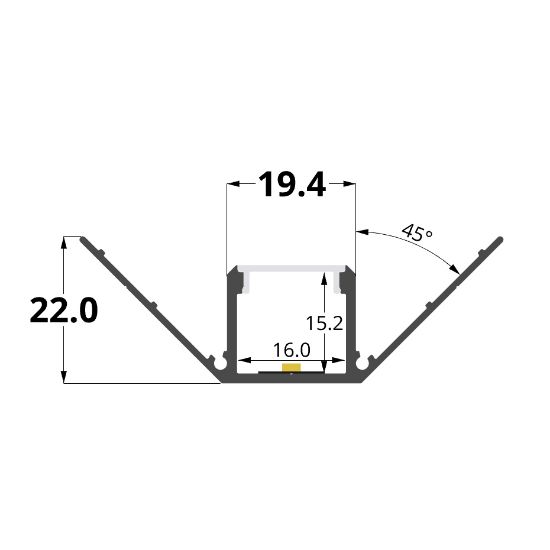 Picture of Corner aluminium profiles for plasterboard 64x22mm, 2 meters