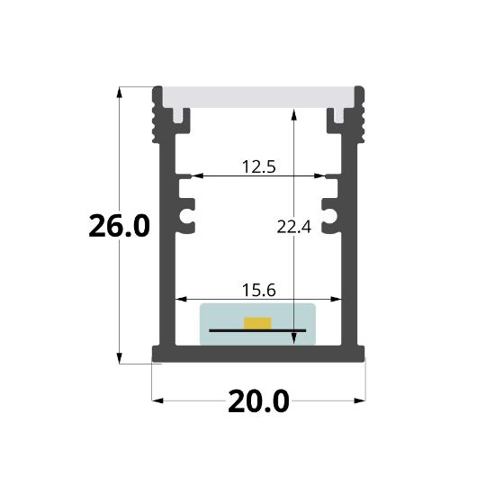 Immagine di Profilo da incasso calpestabile per pavimento 20x26mm, 2 metri
