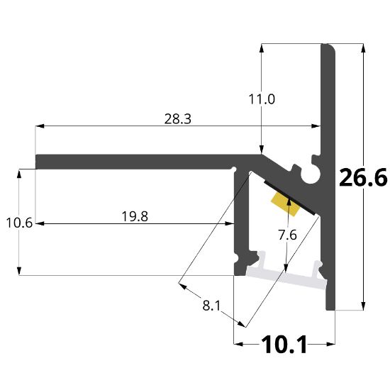 Immagine di Profilo in alluminio per gradini 30x27mm, 2 metri