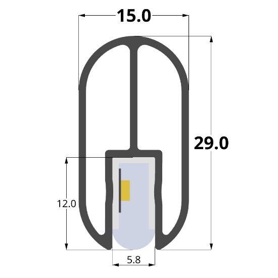Immagine di Profilo in alluminio da armadio 15x29mm, 2 metri