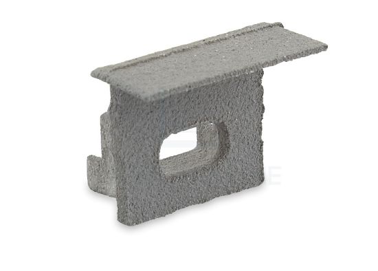 Bild von Graue Endkappe mit Loch für Versorgungskabel für RE11-16 Aluminiumeinbauprofil