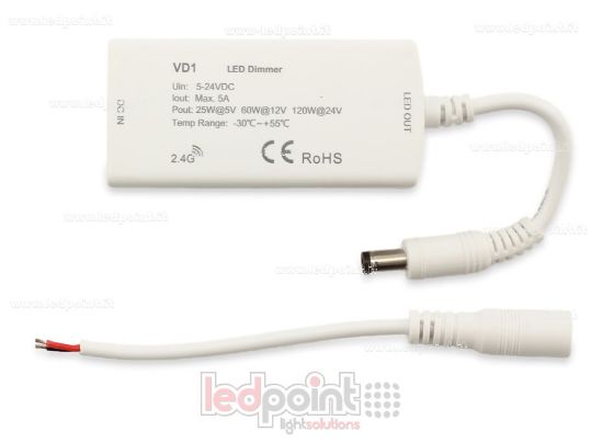 Picture of Monochrome RF 2.4G dimmer receiver with 3 buttons 5/24V, 1ch*5A