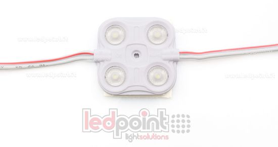 Picture of 4 led module 2835, 1,5W 12V, cold white 6000-7000K, IP65 with 165° lens