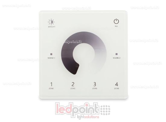 Picture of White slim wall remote control, monochrome, battery-powered, 4 zones RF2.4G