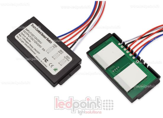 Immagine di Switch touch monocromatico bianco e blu per specchiera con funzione di disappannamento, 5A 12-24V