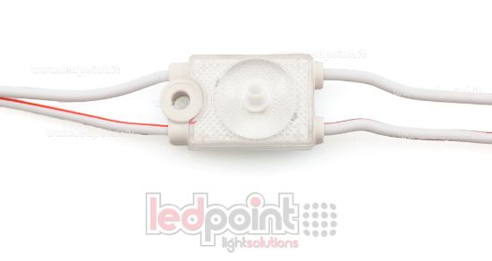 Immagine di Modulo led 2835, 0,5W 24V, bianco caldo 3000K, IP65 con lente 175°