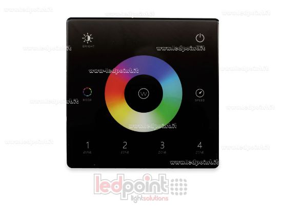 Immagine di Telecomando da parete slim RGB/RGBW, a batteria, nero, 4 zone RF2.4G