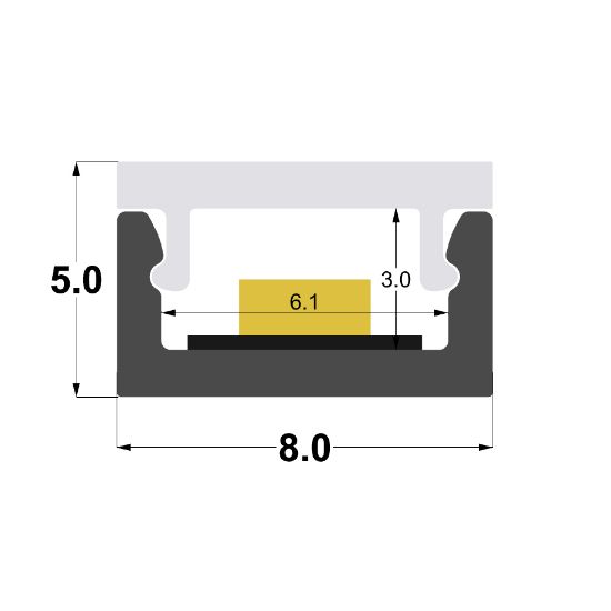 Immagine di Profilo in alluminio 8x5mm