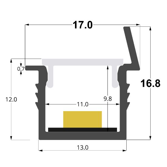 Picture of Recessed 17x17mm aluminium profile