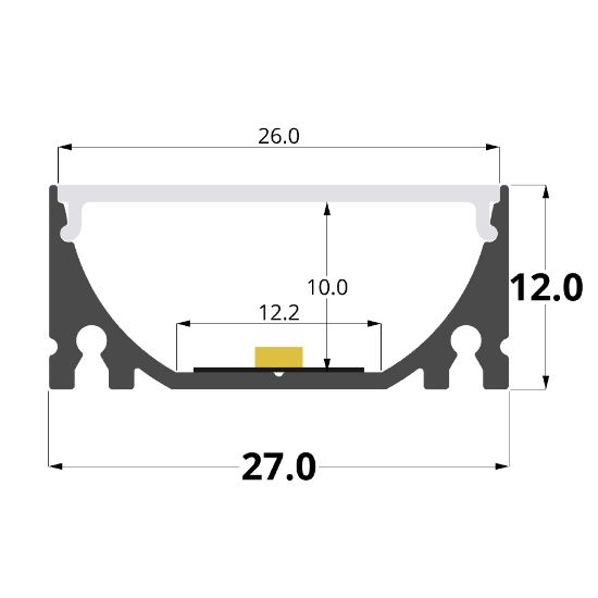 Immagine di Profilo in alluminio 27x12mm