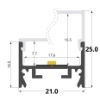 Immagine di Profilo in alluminio 21x25mm