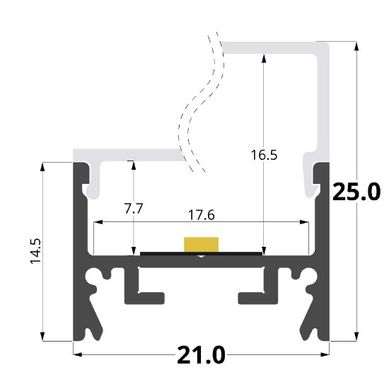 Immagine di Profilo in alluminio 21x25mm