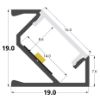 Picture of Corner, empty aluminium profile 19x19mm