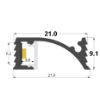 Bild von 21x9mm Aluminiumeinbauprofil