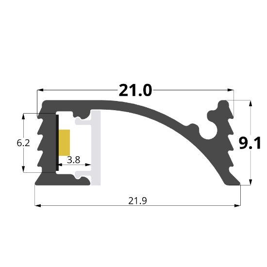 Bild von 21x9mm Aluminiumeinbauprofil