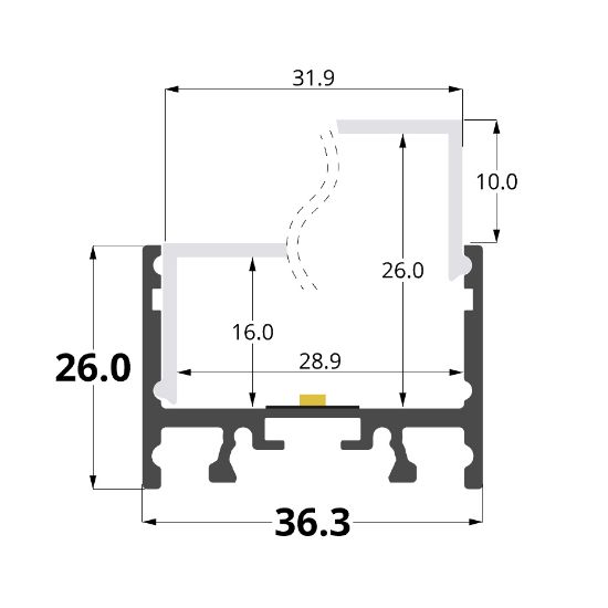 Picture of 36x26mm aluminium profile