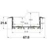 Bild von 67x22mm Aluminiumeinbauprofil