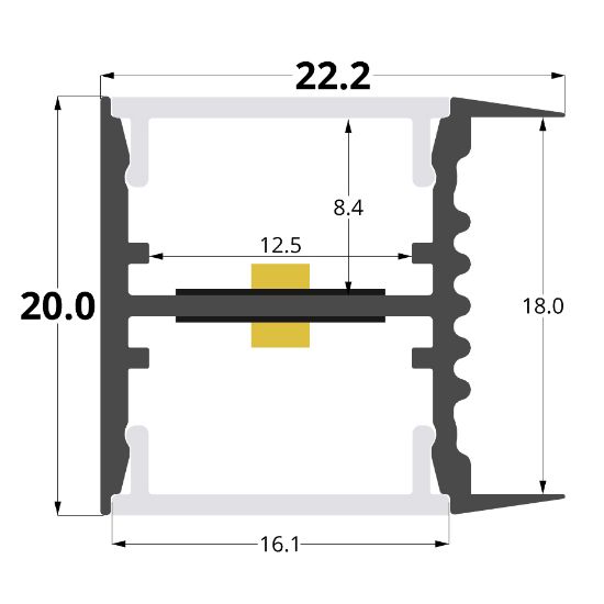 Picture of Double emission aluminium profile for 18mm shelves