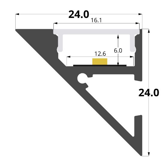 Immagine di Profilo in alluminio da parete 24x24mm
