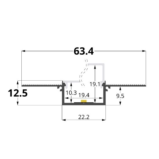 Immagine di Profilo in alluminio per cartongesso verniciato bianco 62x12mm