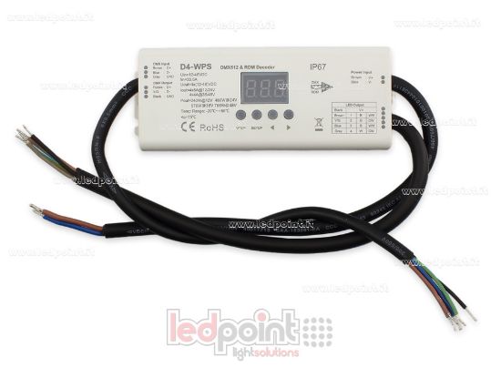 Picture of DMX 512 decoder IP67 waterproof, 4-channels 5A each, voltage 12-36V DC