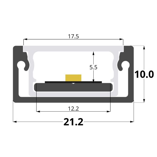 Bild von Wasserdichtes 21x10mm Aluminiumprofil, 3 Meter