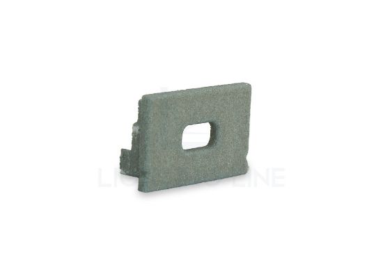 Immagine di Tappino in plastica grigio con foro per passaggio del cavo per profilo SL15-01 con diffusore basso