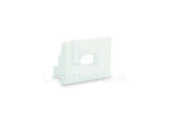 Picture of White plastic end cap with hole for power cable for profile SL15-01 with low diffuser