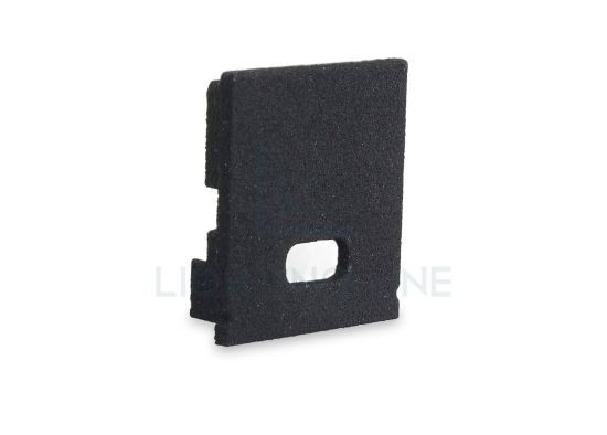 Bild von Schwarze Kunststoff Endkappe mit Loch für Versorgungskabel für Profil SL15-01 mit hohem Diffusor