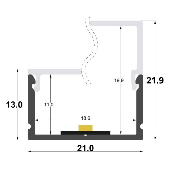 Immagine di Profilo in alluminio 21x13mm