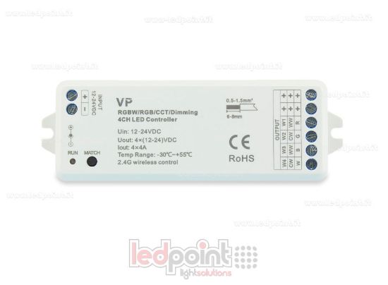 Picture of RGBW controller 12/24V, 4ch*4A, Max 16A, RF 2.4G