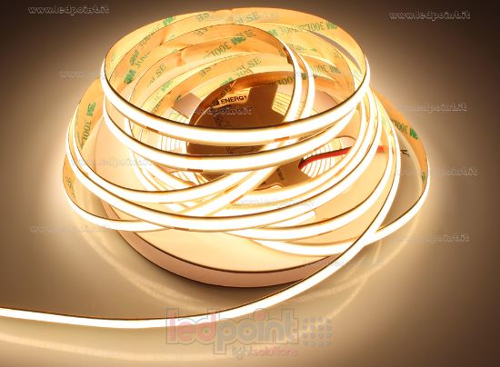 Immagine di Striscia led COB 10m bianco caldo 3000K CRI Ra>90 480led/m 24V 11W/m
