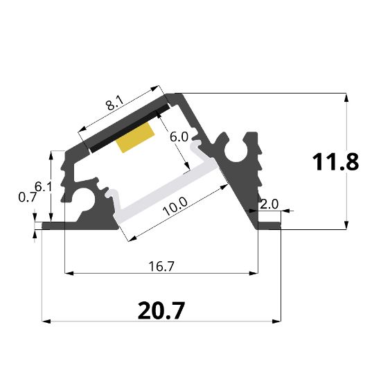 Bild von 21x12mm Aluminiumeinbauprofil